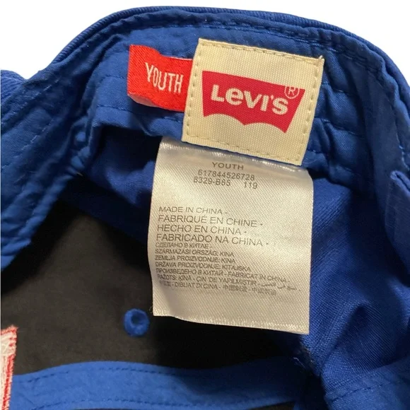 Authentic Levis Blue Red Youth Ball Cap Hat Hook & Loop Adjustable Baseball - Picture 5 of 6